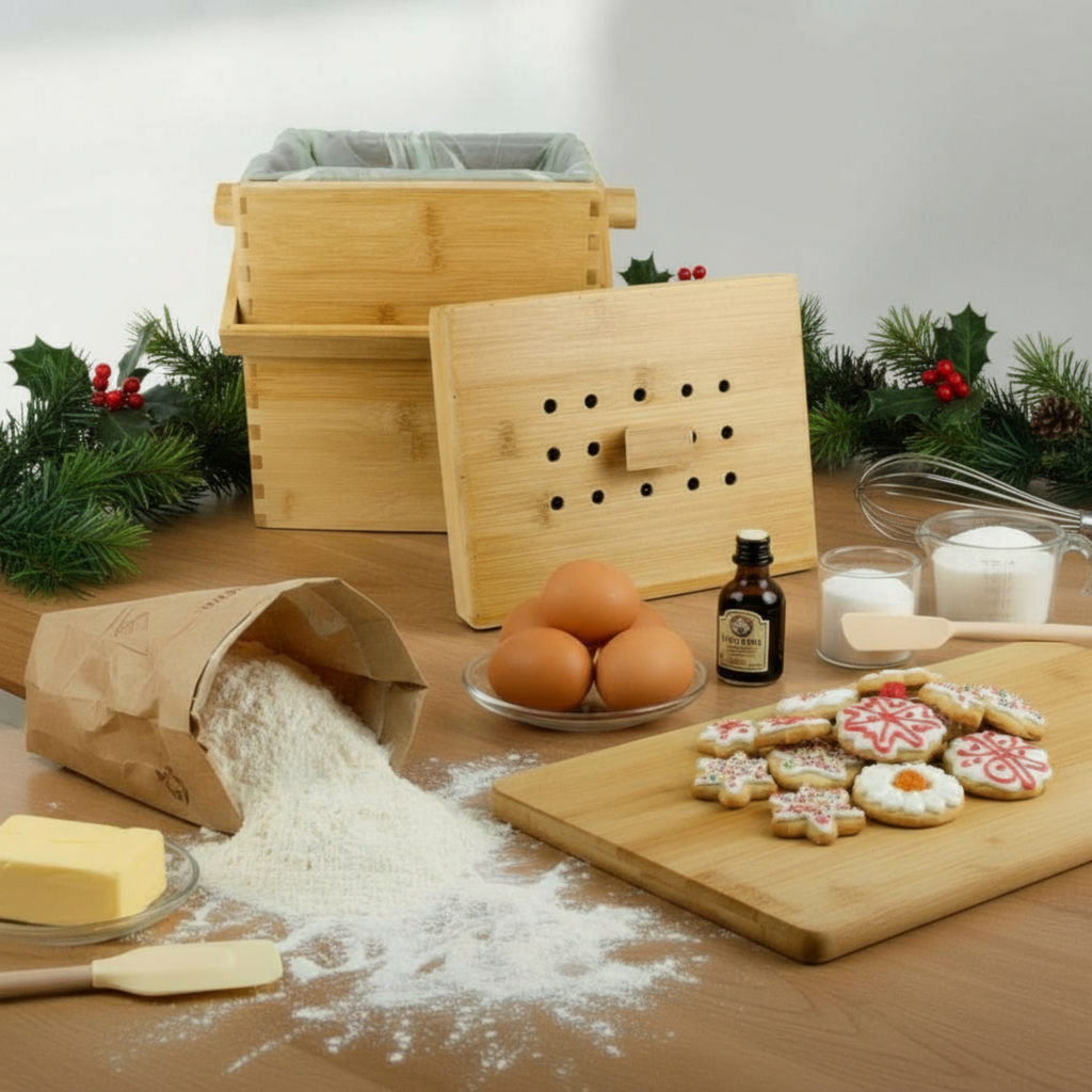 Bamboo Wood food compost bin for the kitchen