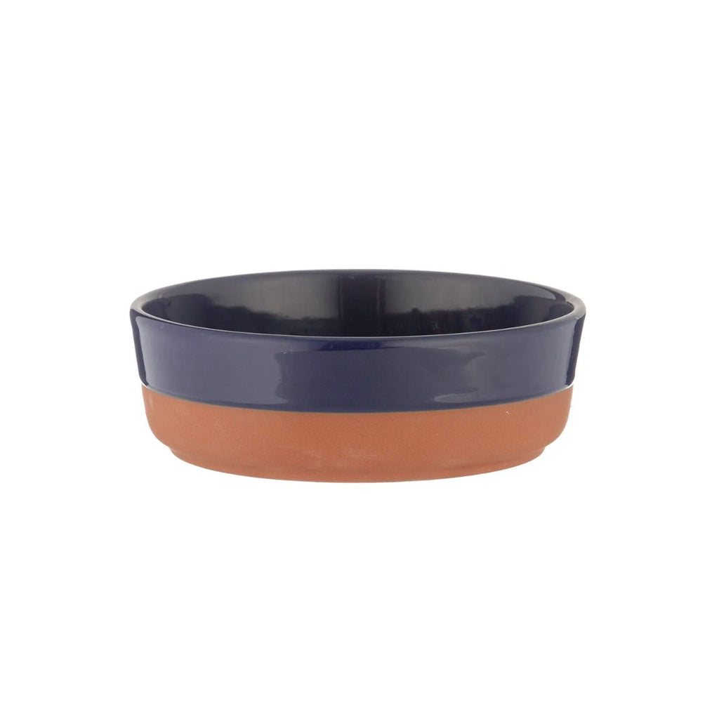 Navy blue dipped glaze tapas bowl made form natural terracotta.