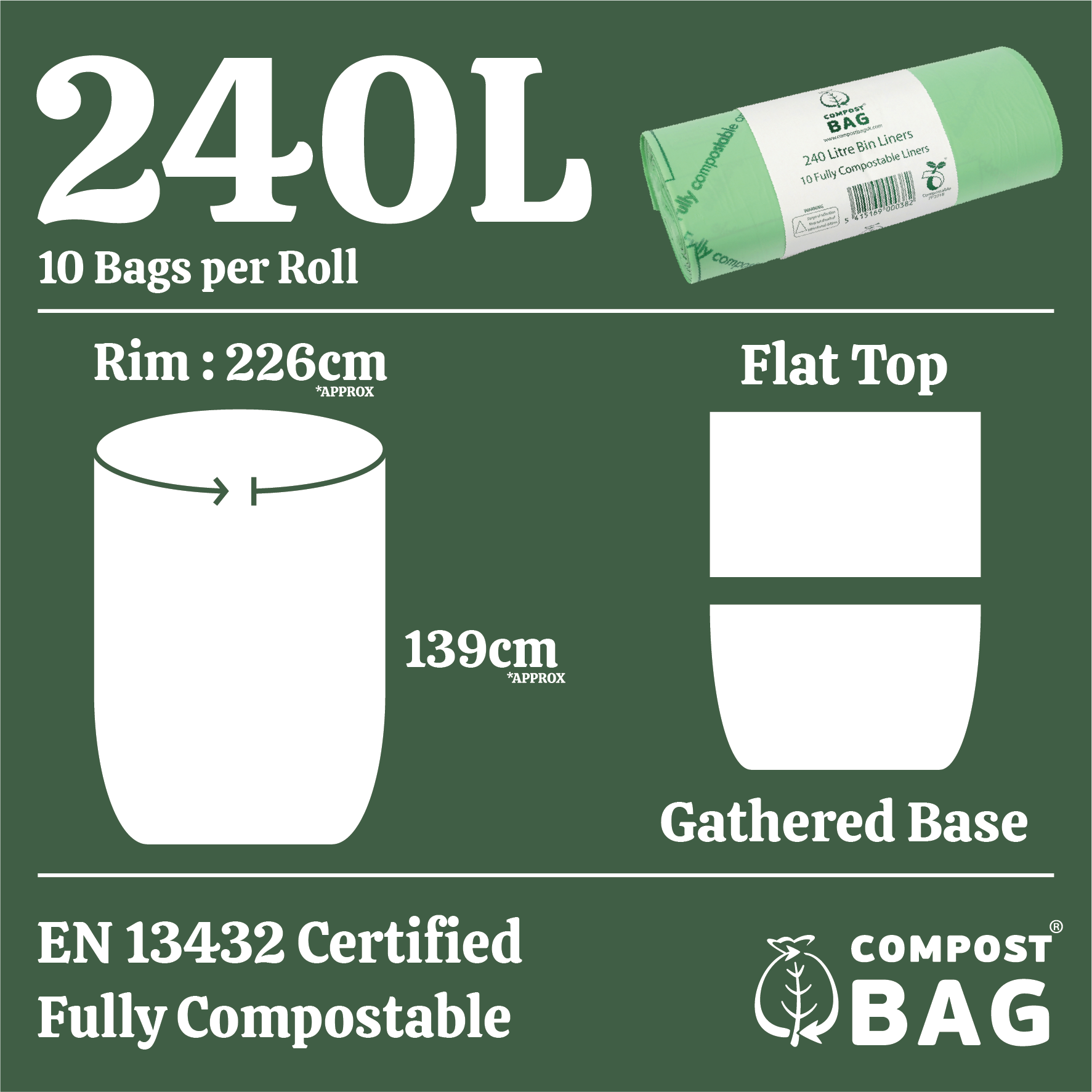 240L Compost Bag Large Wheelie Bin Compostable Bin Bag Liners – All-Green