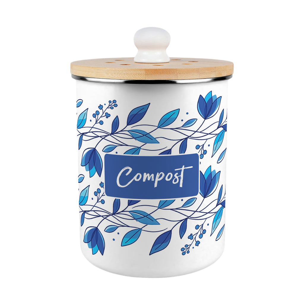 Purely Home Toller Kitchen Compost Caddy 2L - Blue Petals – All-Green