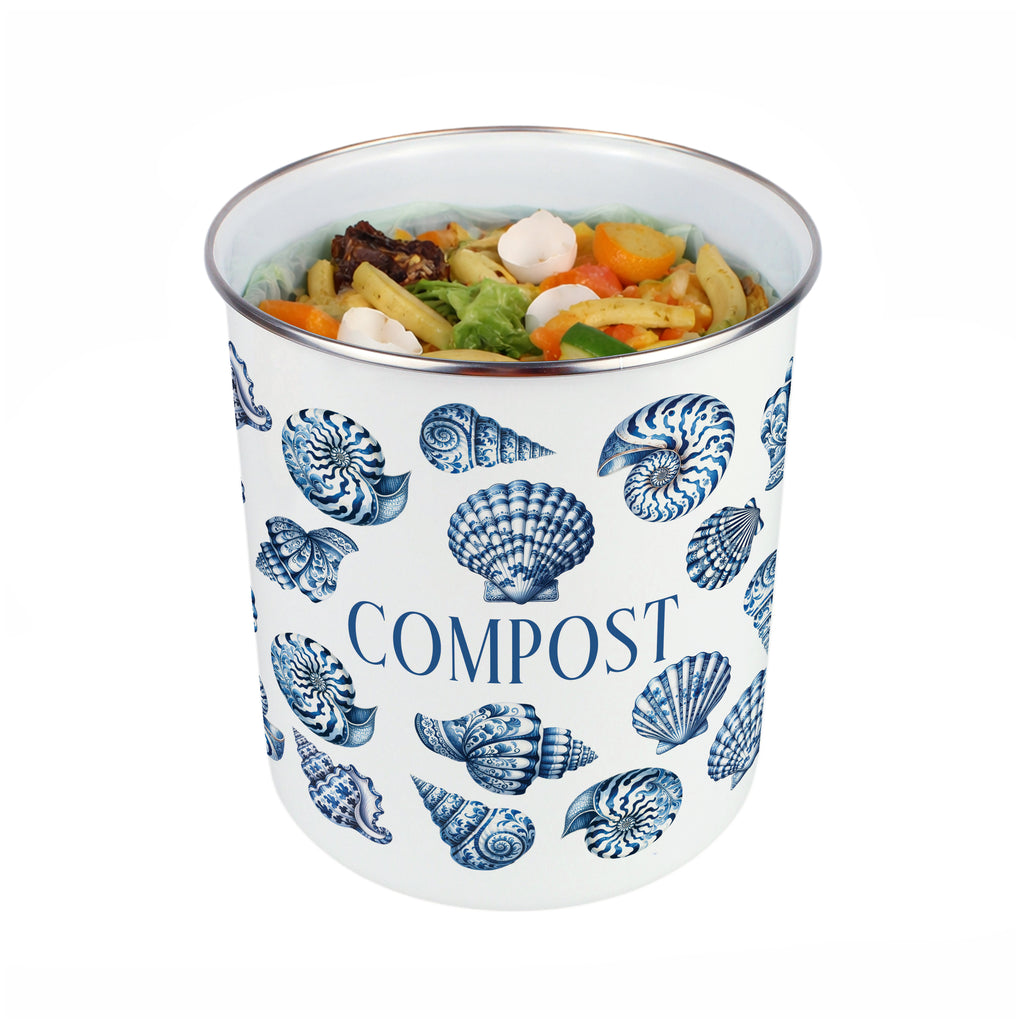 Purely Home Toller Kitchen Compost Caddy 2L - Blue Seashells – All-Green