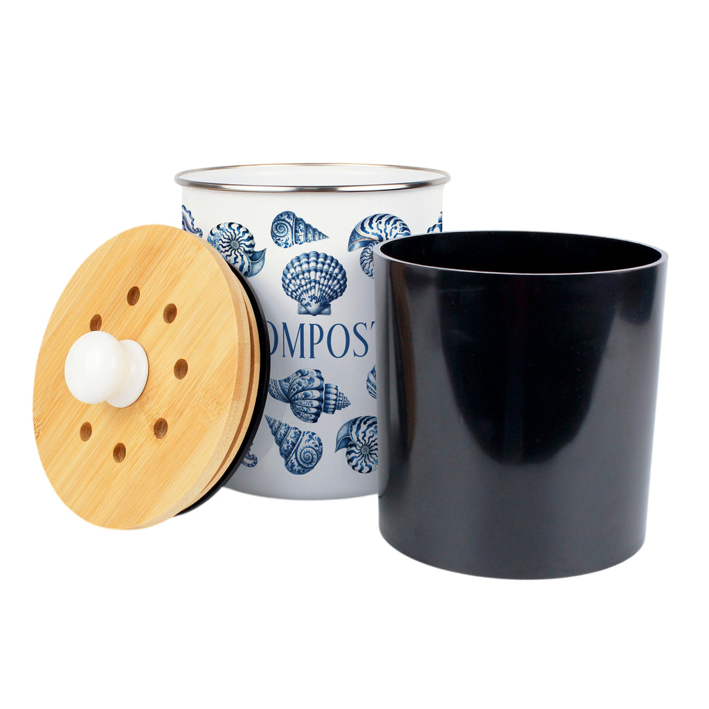 Purely Home Toller Kitchen Compost Caddy 2L - Blue Seashells – All-Green