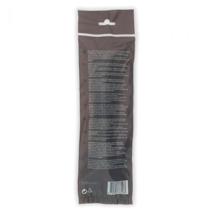 Rear view of PerfectFit 10L compostable bin liners, Code K, showing product information