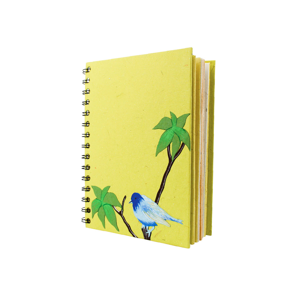 Recycled large spiral notebook with palm patterns