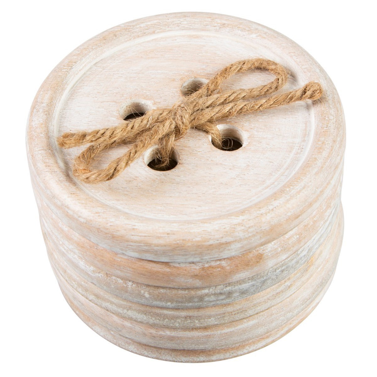Sass & Belle Set Of 6 Wooden Button Coasters – All-Green