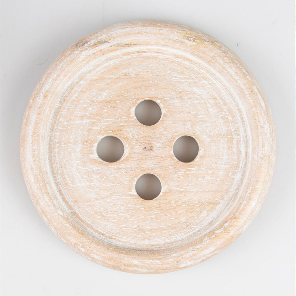 Oversized button coaster with light whitewash 