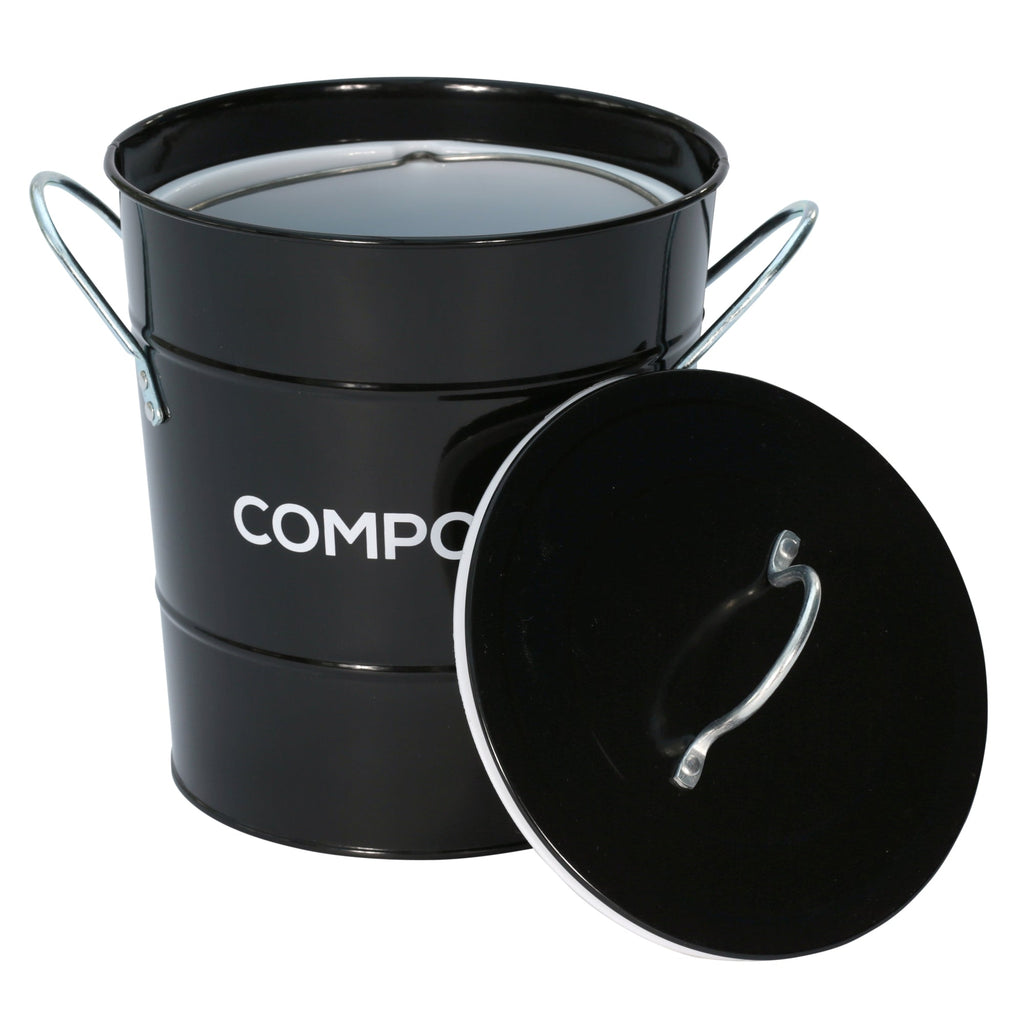 Steel compost caddy for food waste and removable lid