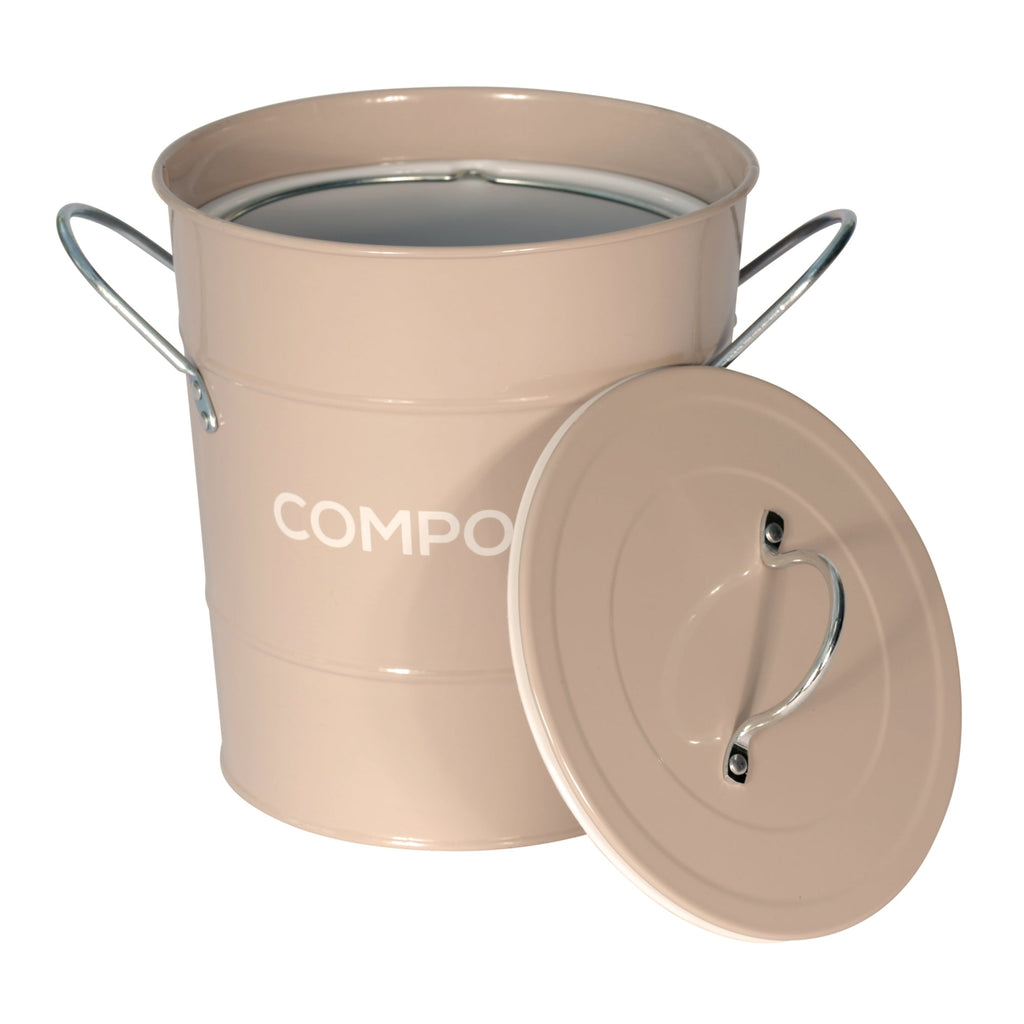 Steel compost caddy for food waste and removable lid