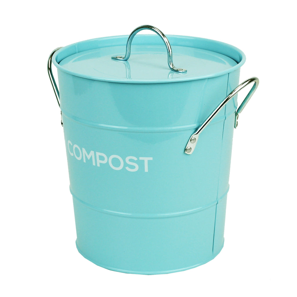 Steel compost caddy for food waste and removable lid