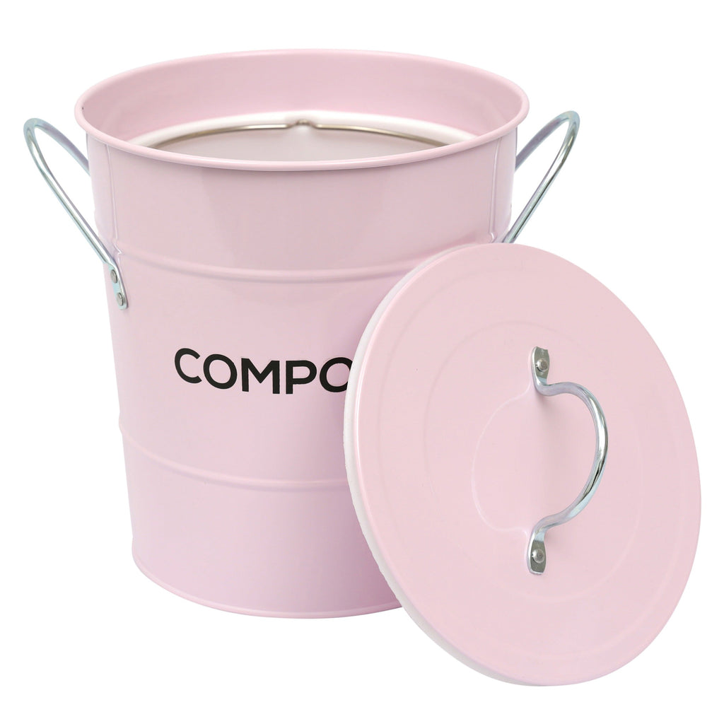 Steel compost caddy for food waste and removable lid