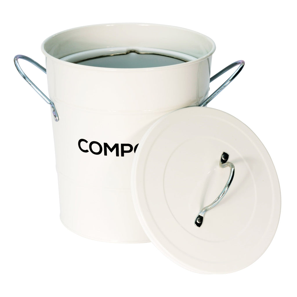 Steel compost caddy for food waste and removable lid