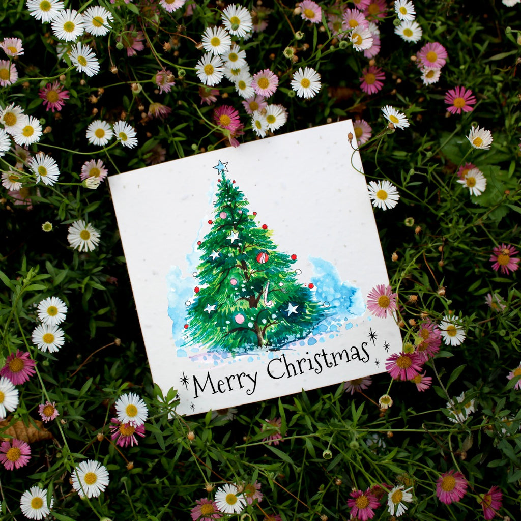 seeded card plantable wildflower christmas tree card.