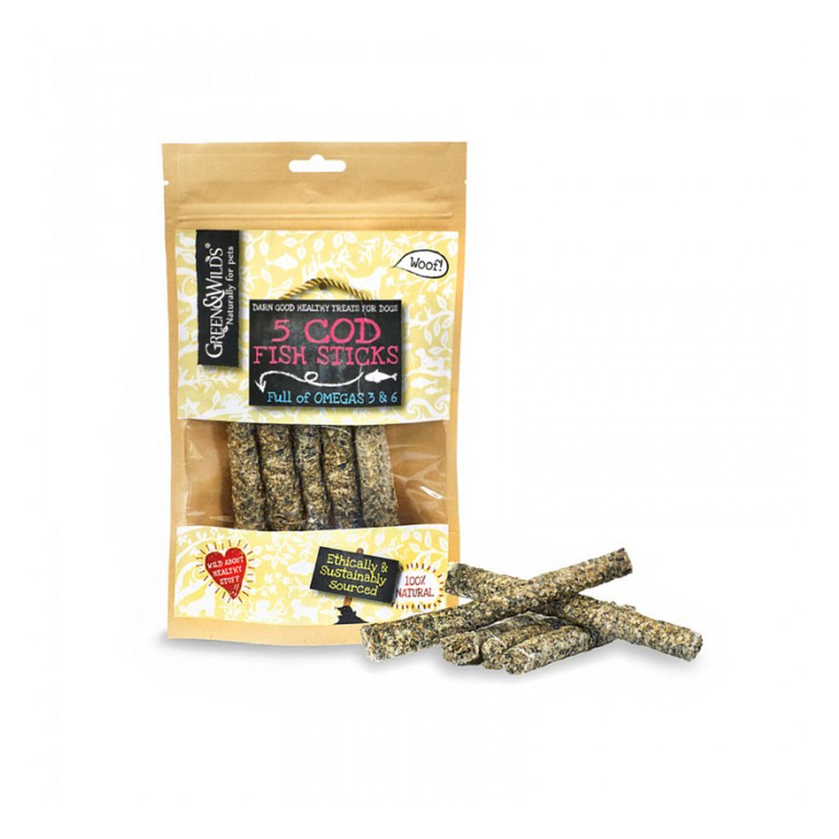 Premium Cod Sticks Green & Wilds Eco Dog TREATS - Cod Fish Sticks – All-Green