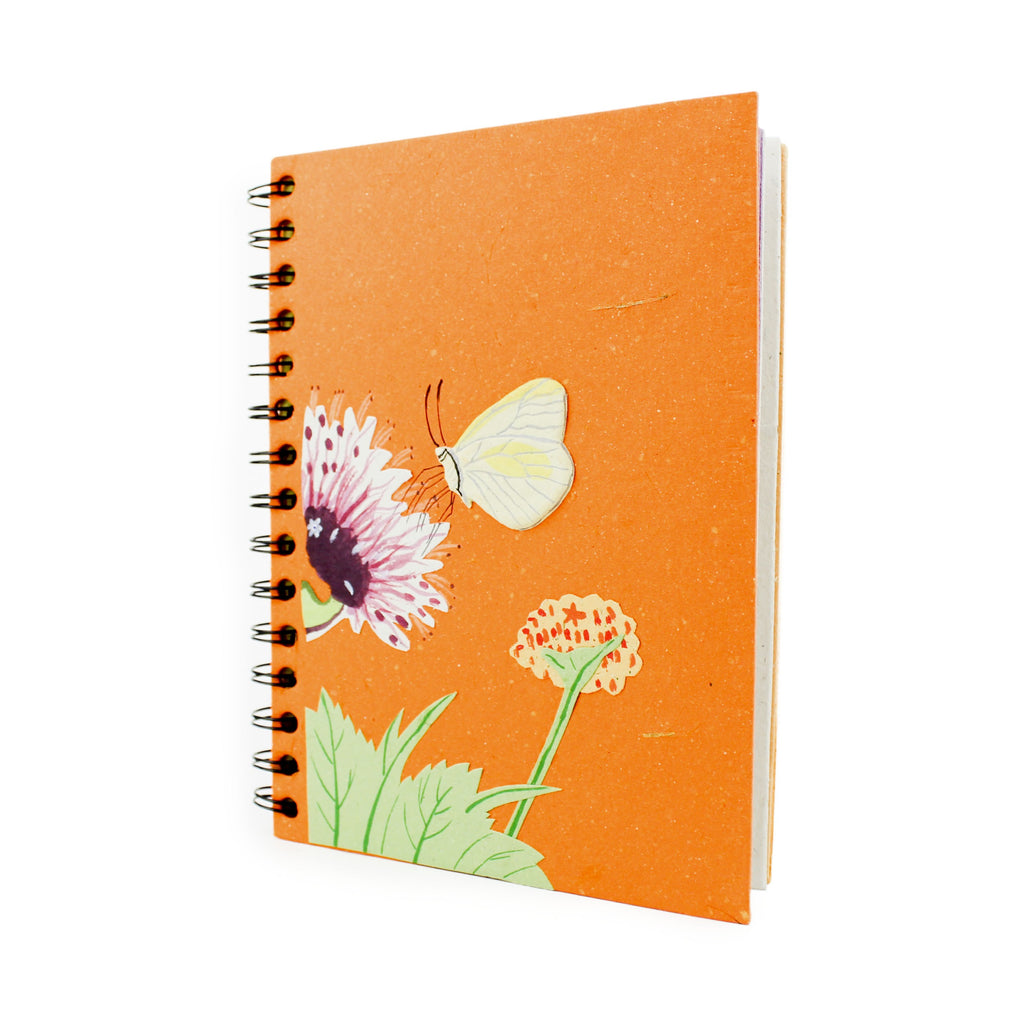 Spiral notebook in orange with natural prints