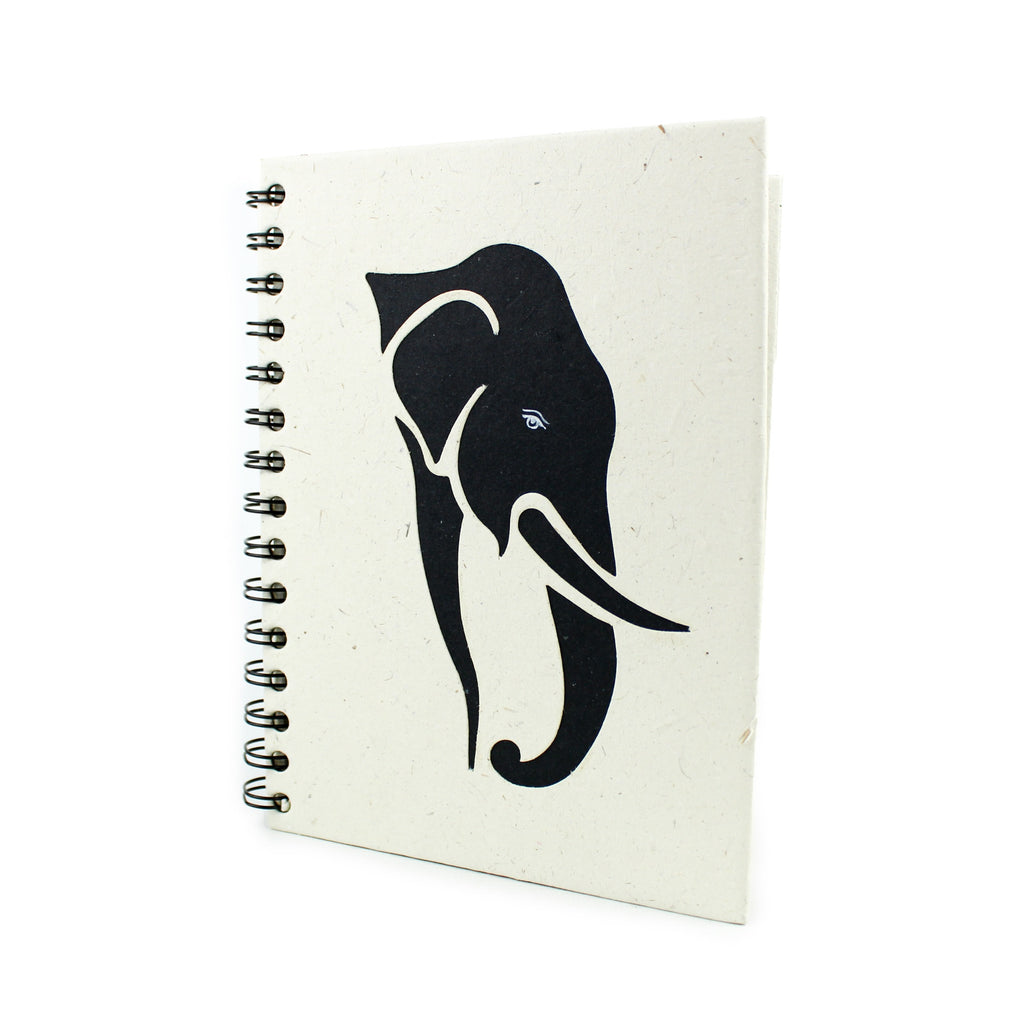 Spiral notebook in white with natural element print