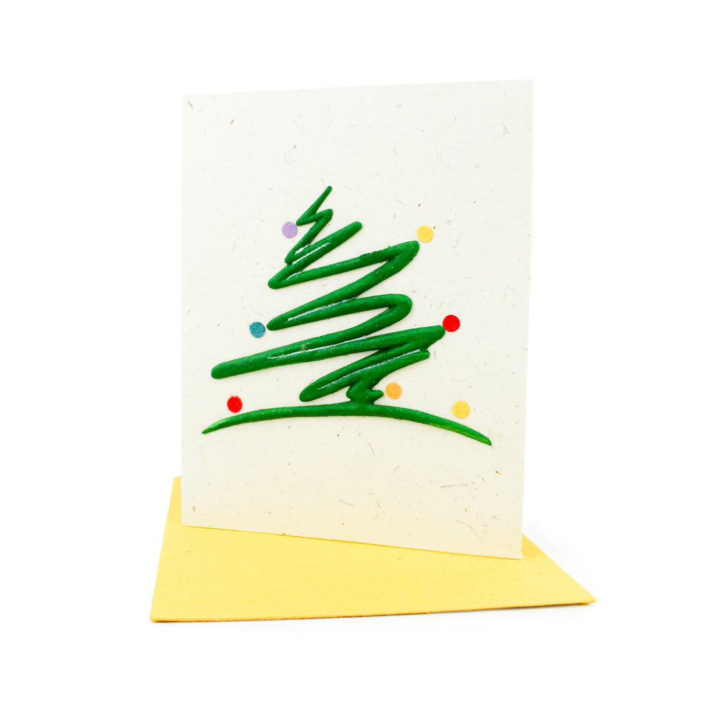 Cream & green elephant dung christmas card 