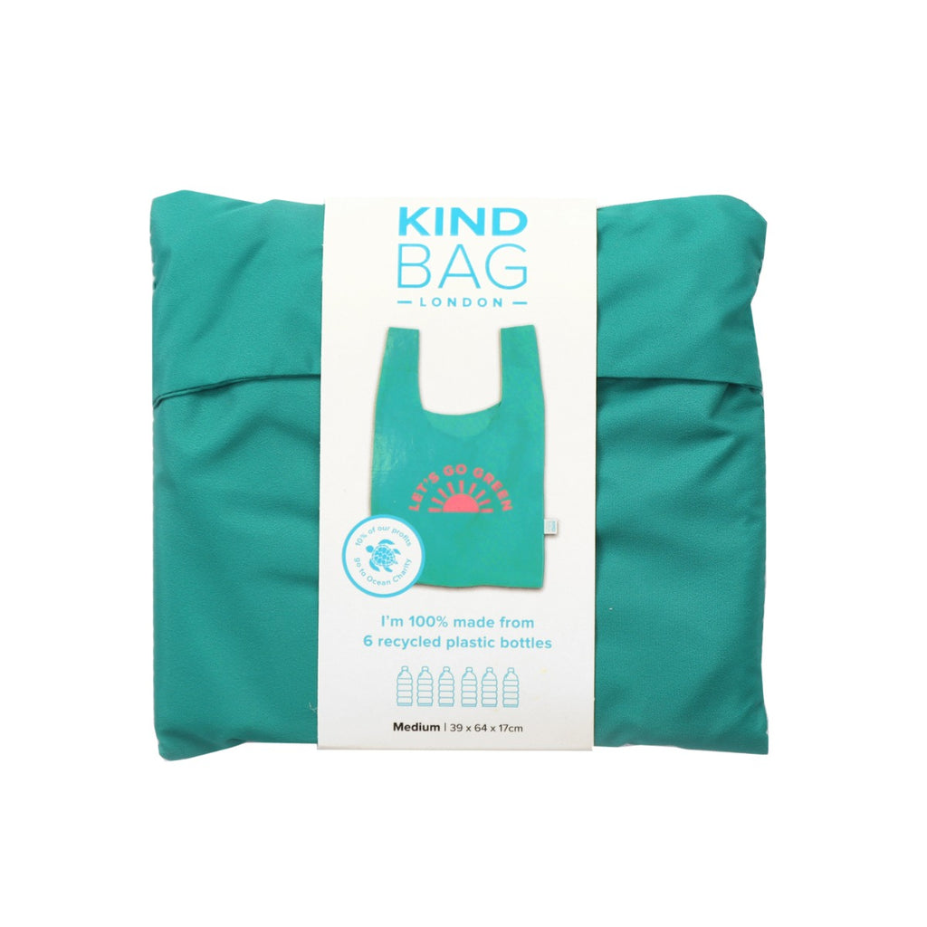 Foldable shopping bag, in a dark turquoise colour, perfect for handbags