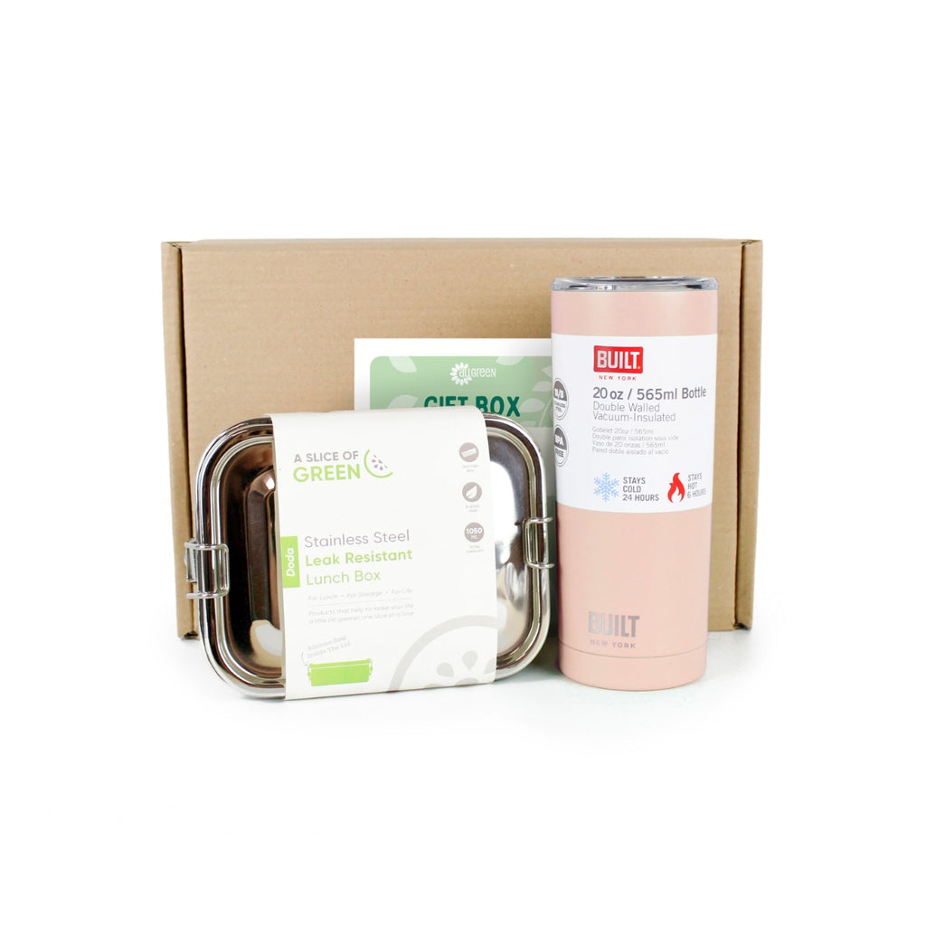 eco friendly on the go lunch box and travel mug gift set