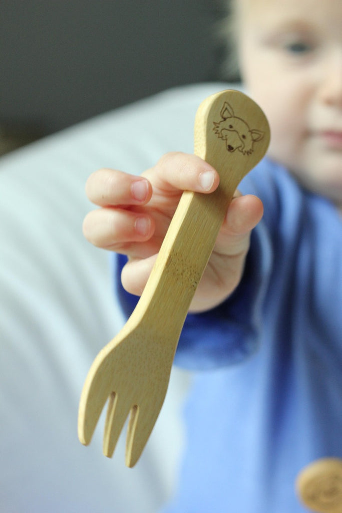 Fox printed bamboo fork