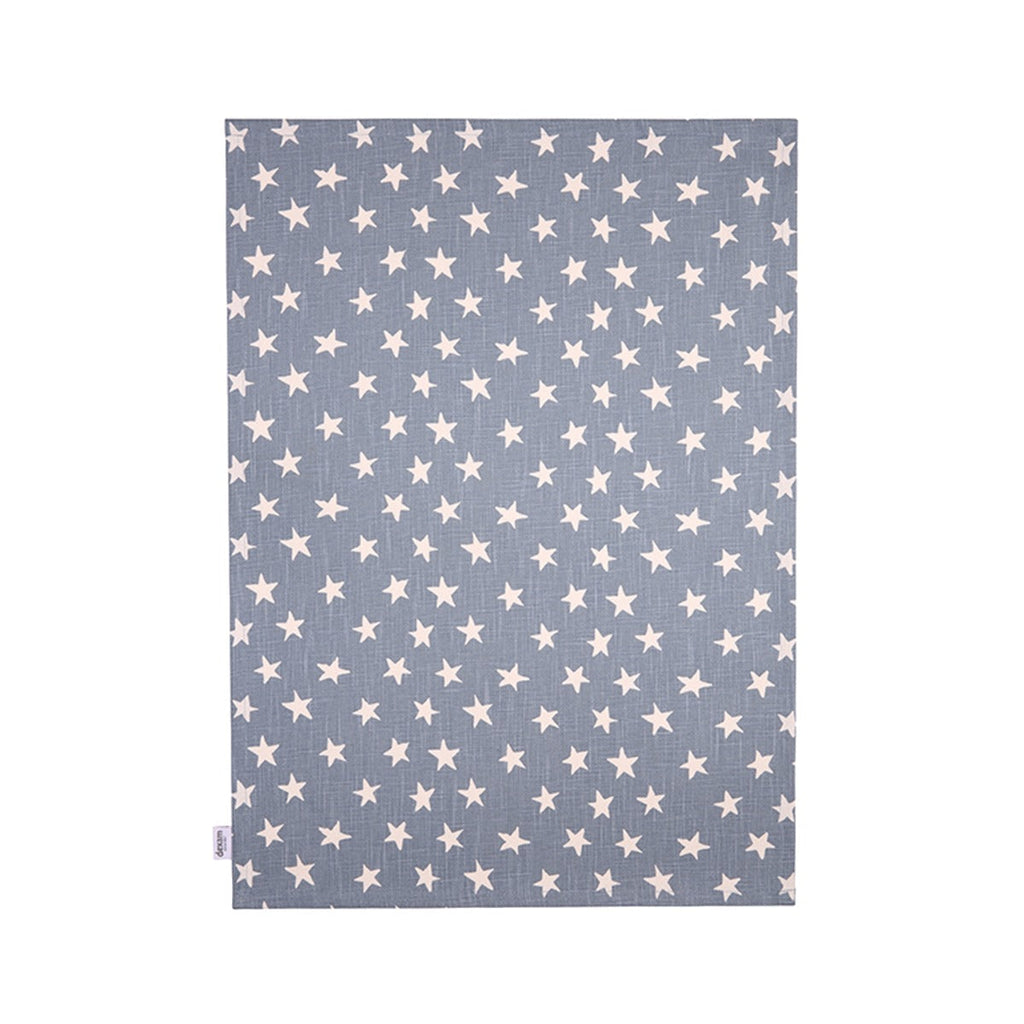 Uneven star-printed blue tea towel, made from high-quality organic cotton