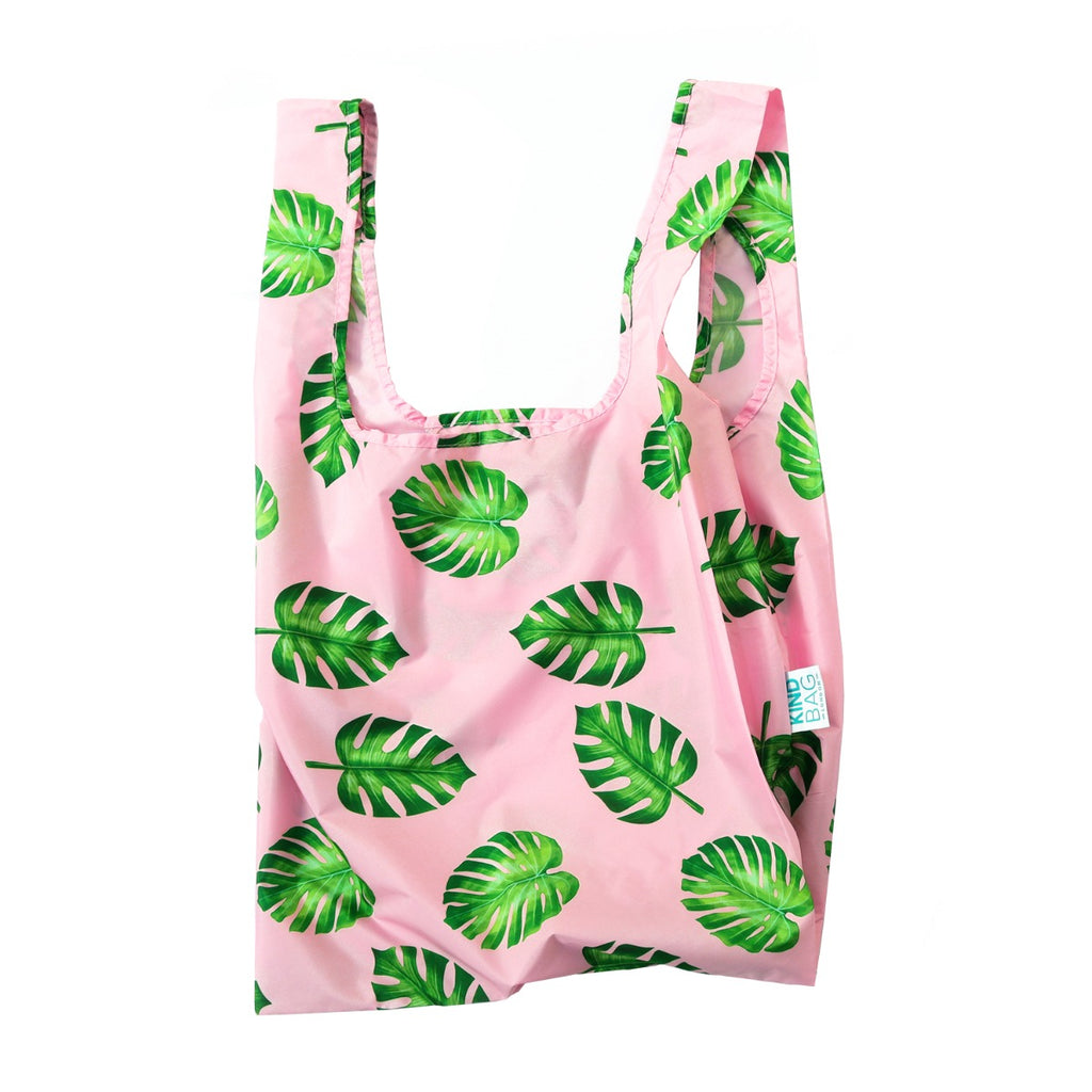 Milkshake pink grocery bag with leaf design