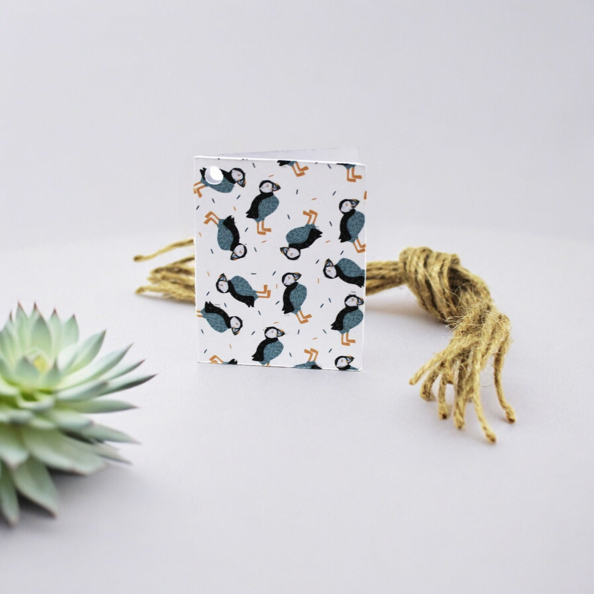 Easy Eco Puffins Patterned Recycled Card Folded Gift Tags Pack – All-Green