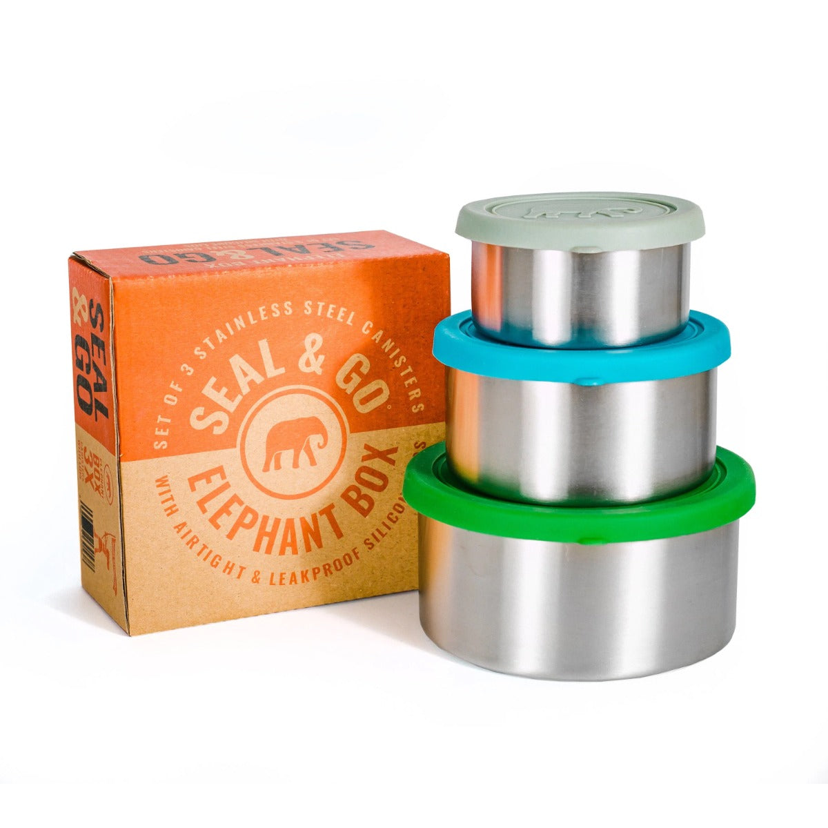 Elephant Box Seal & Go Stainless Steel Leakproof Canisters Trio – All-Green