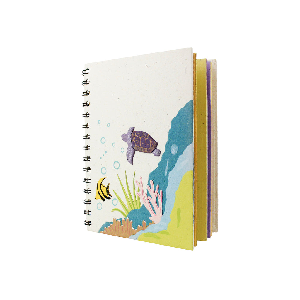 Hardcover notebook with multi colour papers