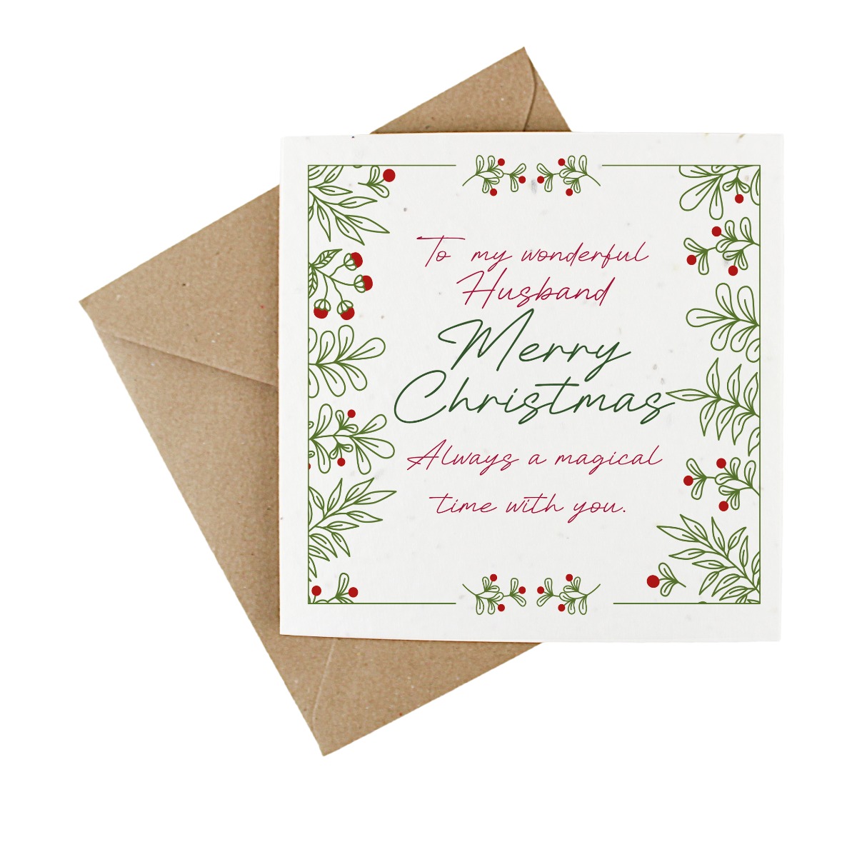 Wildflower Plantable Christmas Card - Winter Foliage Husband