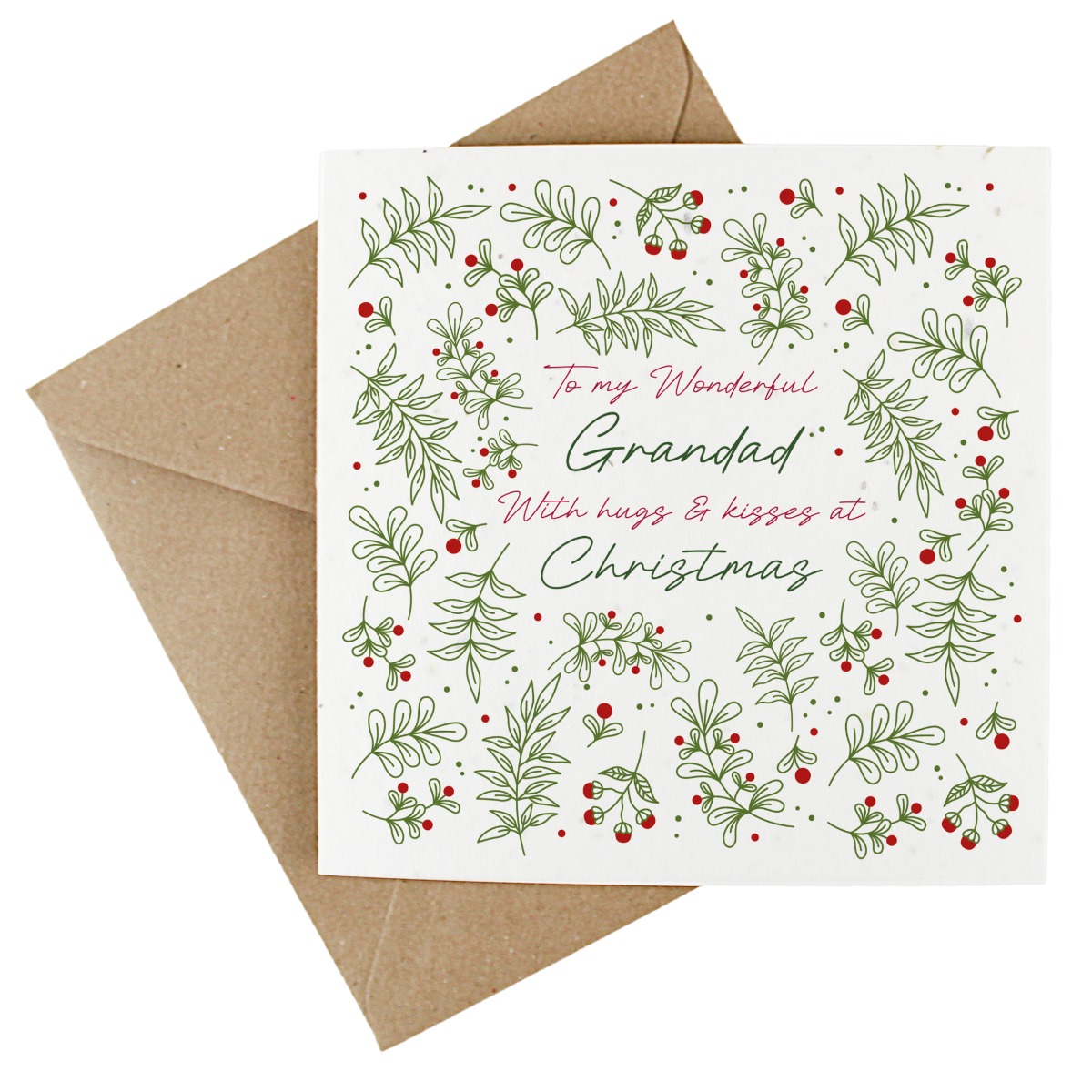 Wildflower Plantable Christmas Card - Hugs & Kisses Grandad