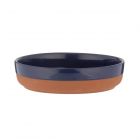 21cm navy blue dip glazed round terracotta tapas dish.