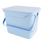 Pastel blue 5 litre plastic compost food waste caddy bin with handle and ability to be wall mounted. Storage container box for boys bedroom.