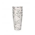 Set of 4 taupe coloured tumblers with a leafy pattern, made from recycled plastic.