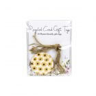 Pack of 10 circular shaped gifts tags made from recycled card, featuring a sunflower print.