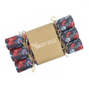 Easy Eco Recycled Paper Poinsettia Christmas Crackers - Set of 6