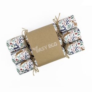 Easy Eco Recycled Paper Festive Deers & Hares Christmas Crackers - Set of 6