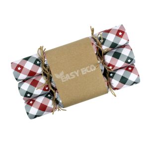 Easy Eco Recycled Paper Checked Tartan Stars Christmas Crackers - Set of 6