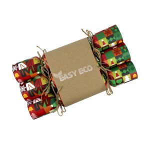 Easy Eco Recycled Paper Merry Christmas Wrapping Paper Christmas Crackers - Set of 6