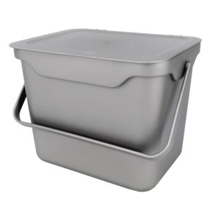Silver Small 5 Litre Plastic Food Bin/Caddy - Side View