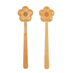Flower shaped salad servers, made from sustainable bamboo.