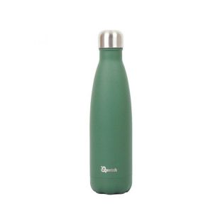 Matte green coated stainless steel water bottle