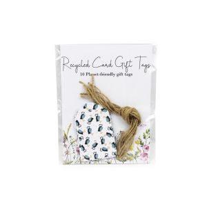 Rectangular gift tags made from recycled card, featuring a lovely puffins print.