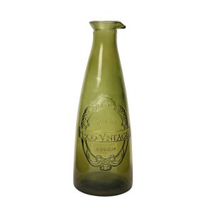 large olive green drinks carafe made from recycled glass