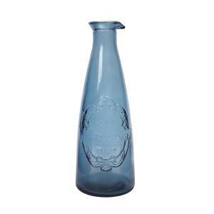 large recycled glass drinks carafe, finished in dark blue