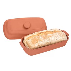 Medium sized terracotta bread baking dish with lid.